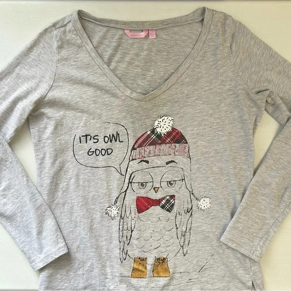 La Vie en Rose Pajama Set 2PC PJ Pants Long Sleeve PJ Top Grey Red Small - Picture 14 of 15